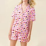 Womens Short Bamboo PJ Set - Pink Cupcakes