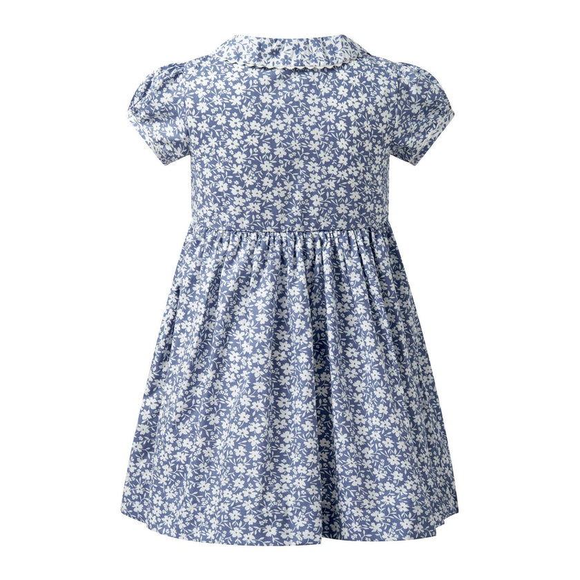 Blue Floral Button-Front Dress
