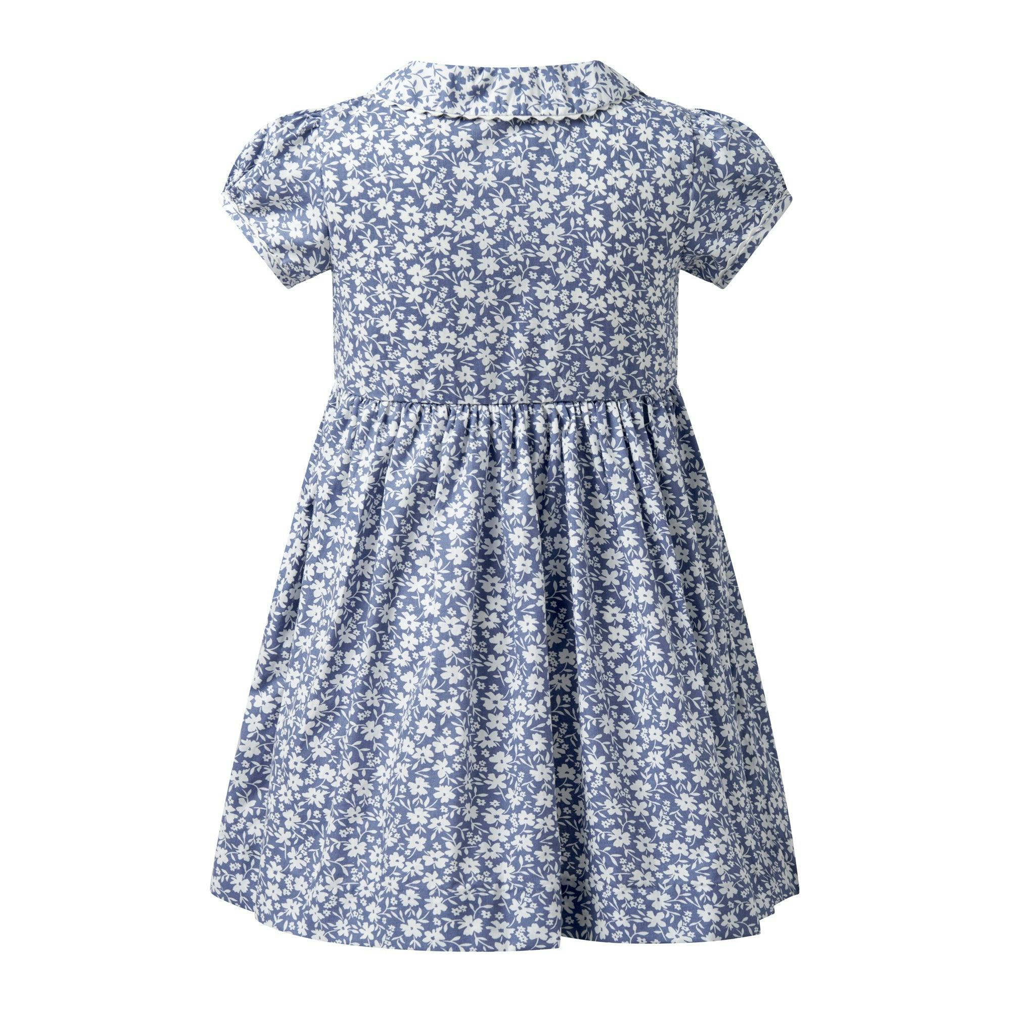 Blue Floral Button-Front Dress