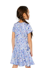 Short Sleeve Dress Purple Unicorn Print
