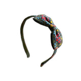 Liberty of London Bow Headband, Olive/Pink Floral