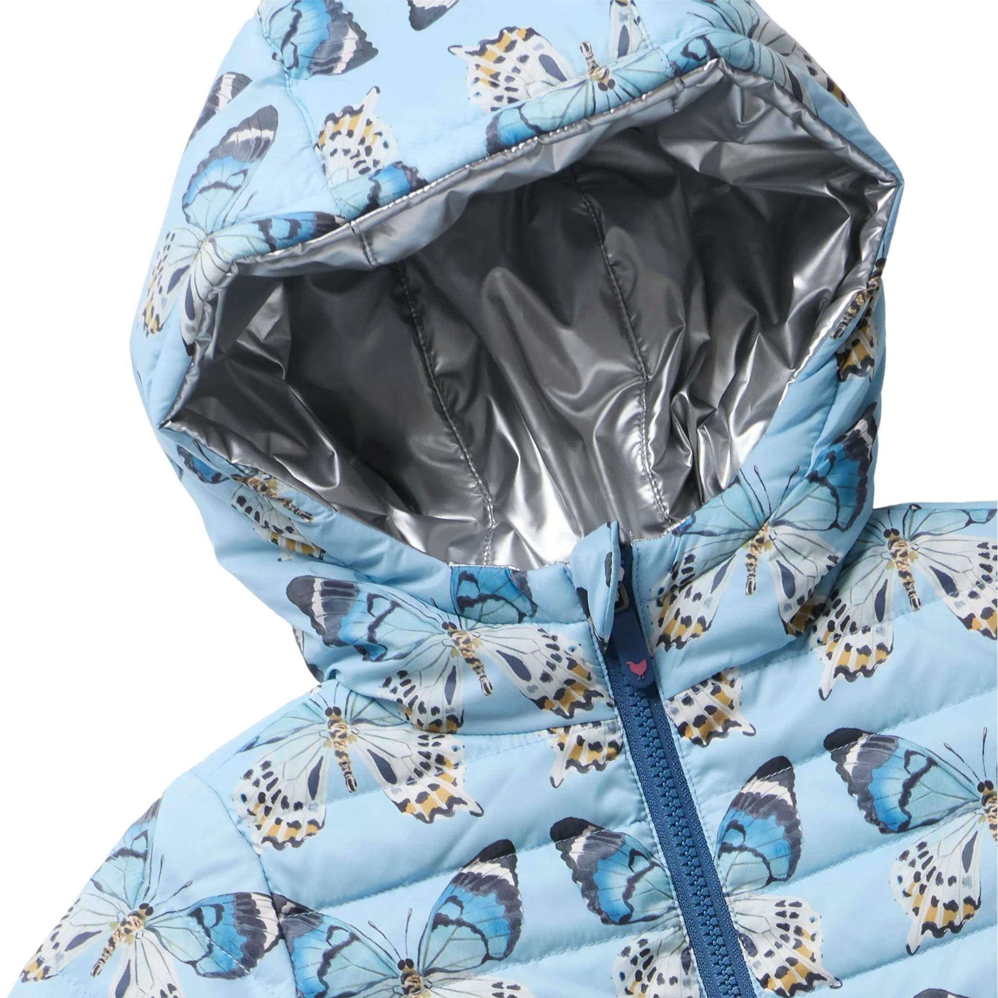 Girls Reversible Riley Jacket - Blue Vintage Butterflies