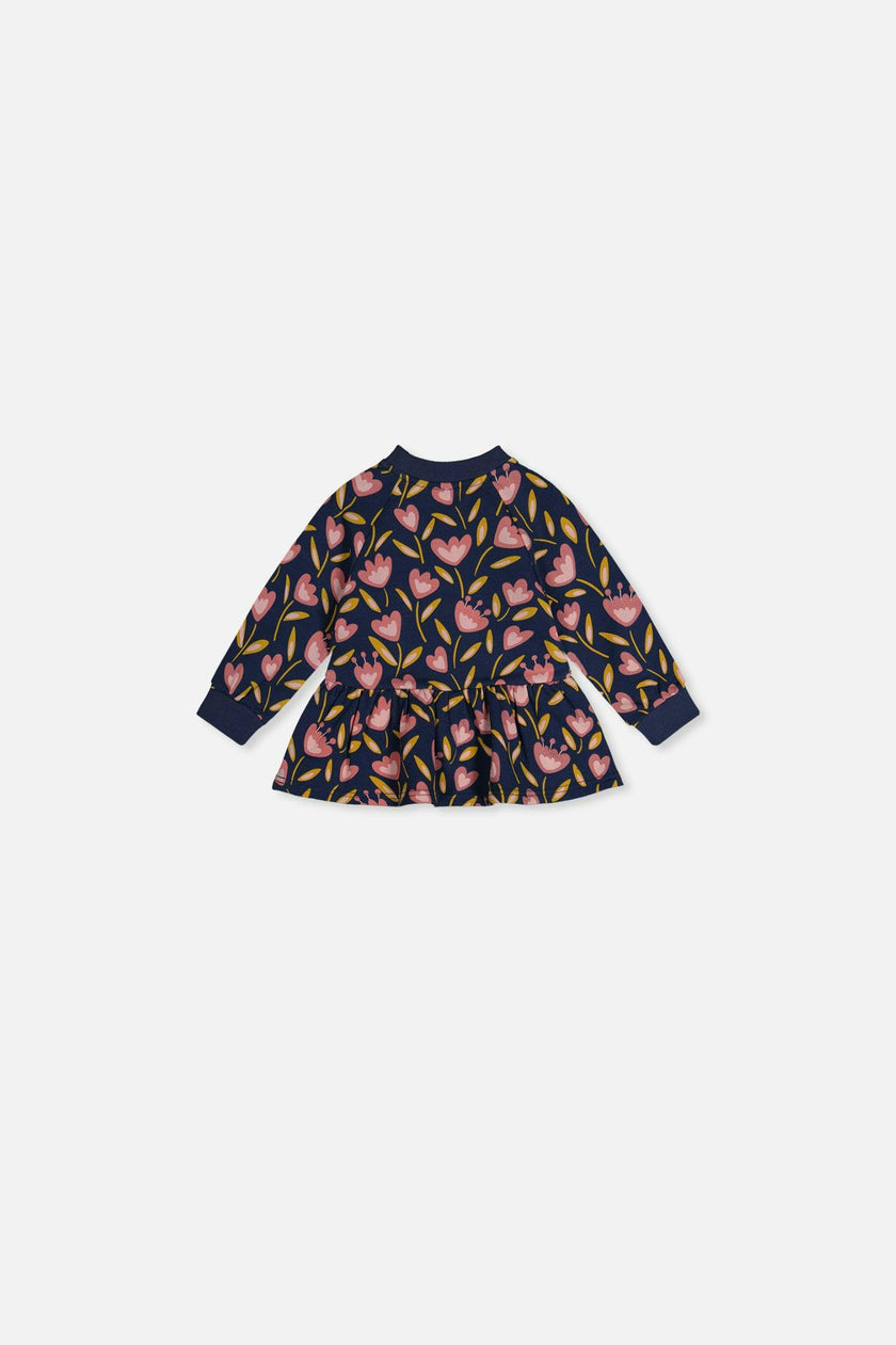 Baby French Terry Top Blue Tulip Print