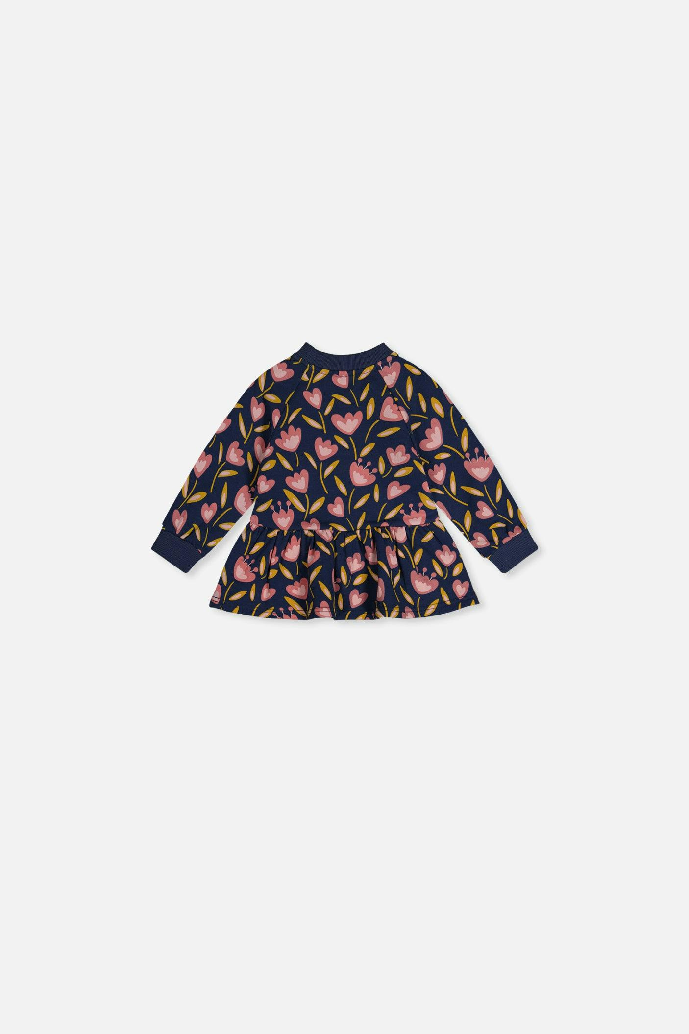 Baby French Terry Top Blue Tulip Print