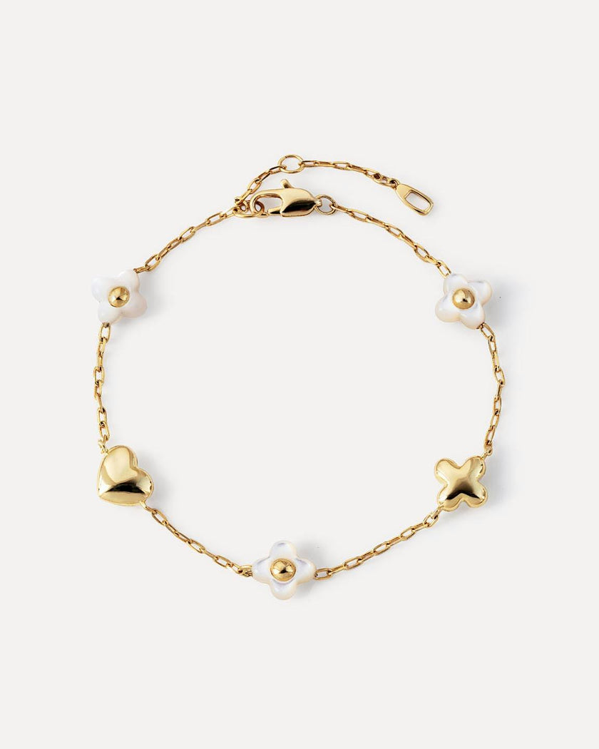 Gold Charm Bracelet - Azura Bracelet Mother of Pearl