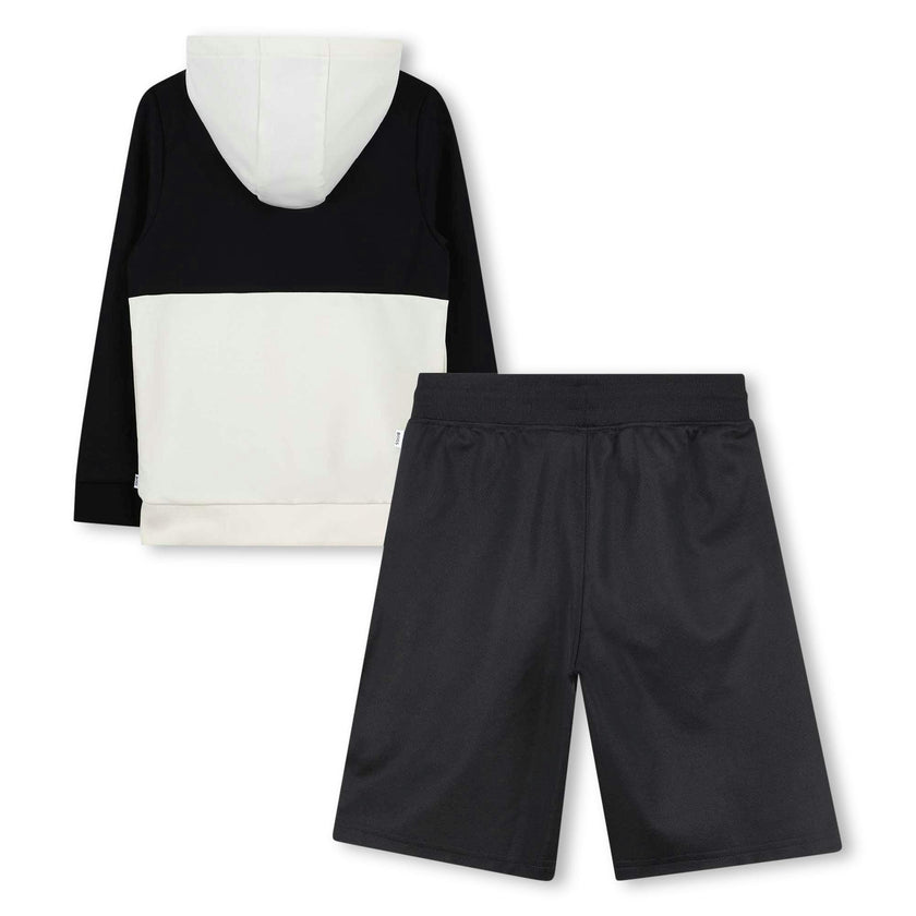 Black and White Workout Shorts Set