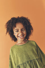 Kids Rumi Acid Green Overdye Denim Dress