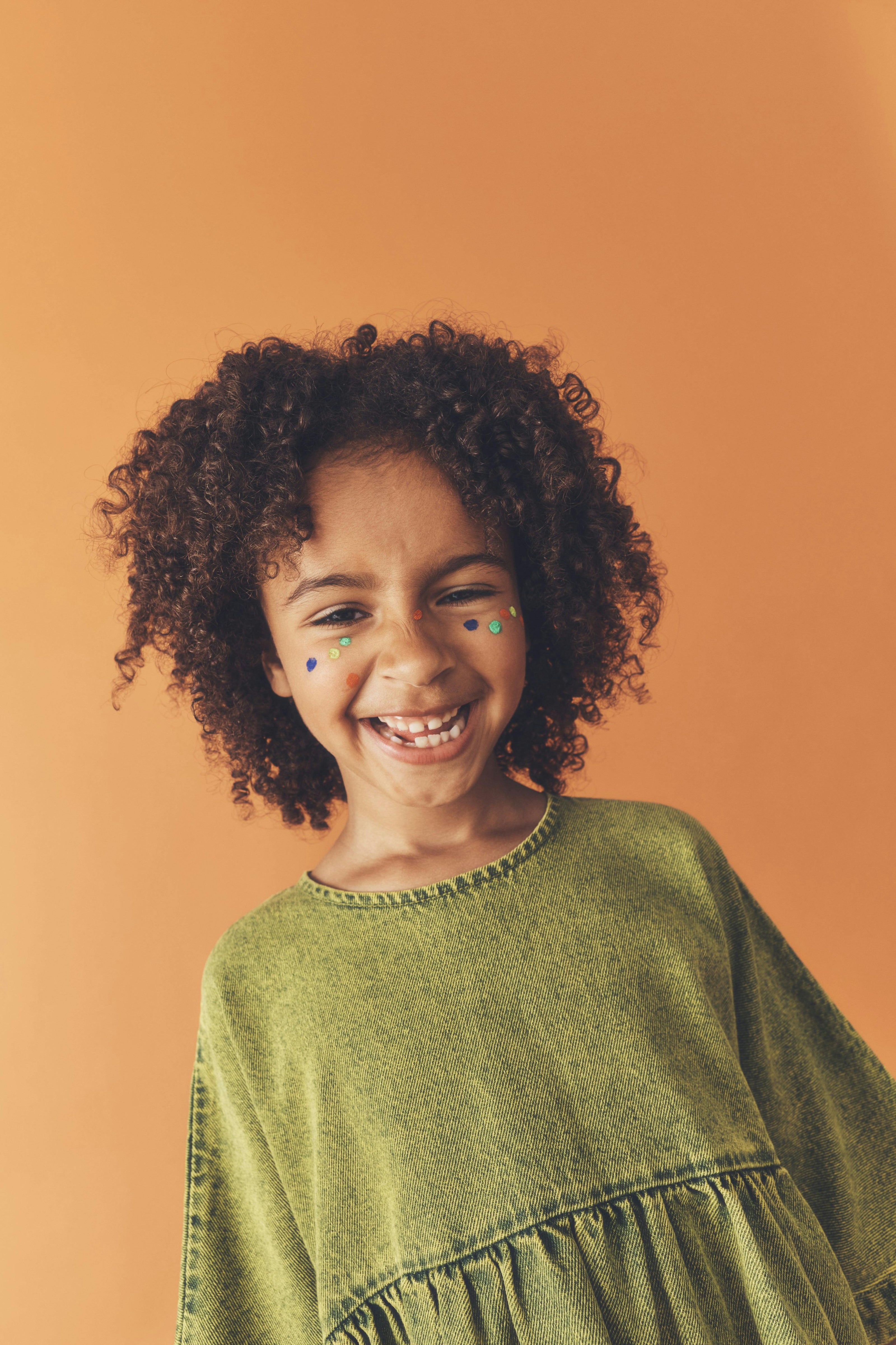 Kids Rumi Acid Green Overdye Denim Dress