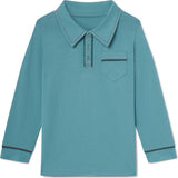 Jackson Long Sleeve Polo in Adriatic Blue