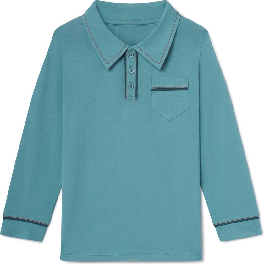 Jackson Long Sleeve Polo in Adriatic Blue