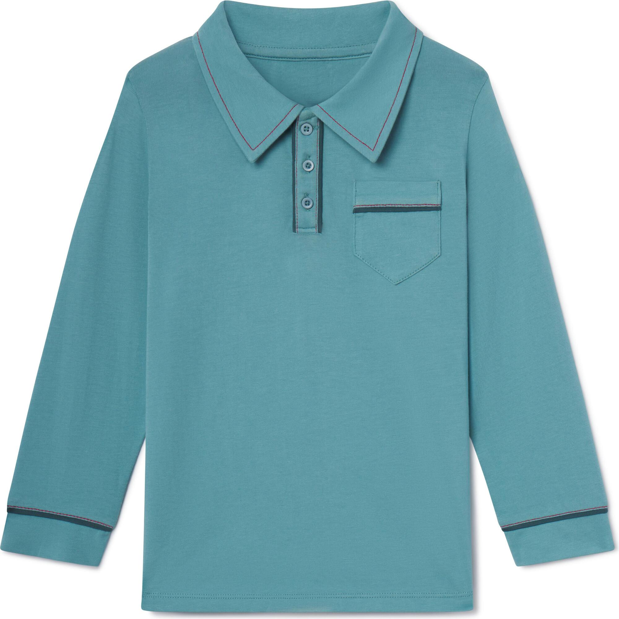 Jackson Long Sleeve Polo in Adriatic Blue