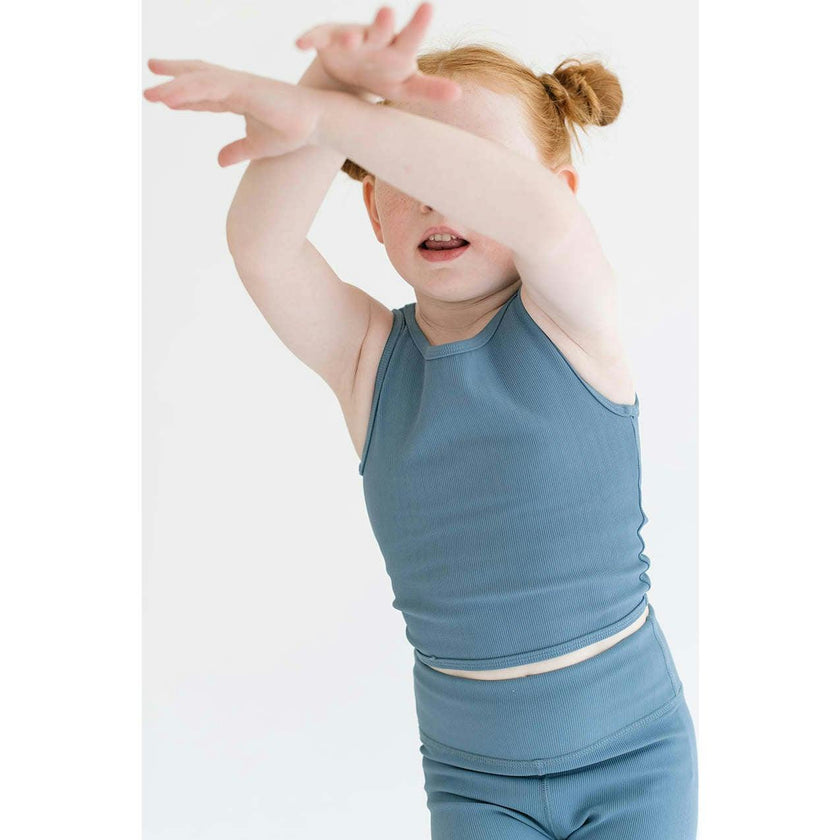 Ribbed Longline Crop, Blue