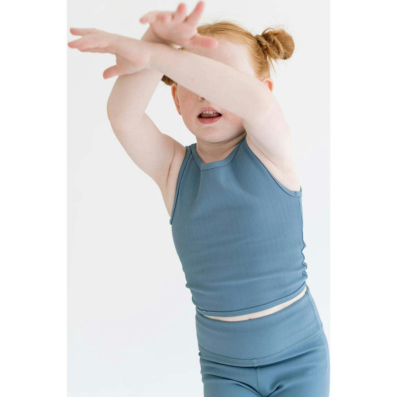 Ribbed Longline Crop, Blue