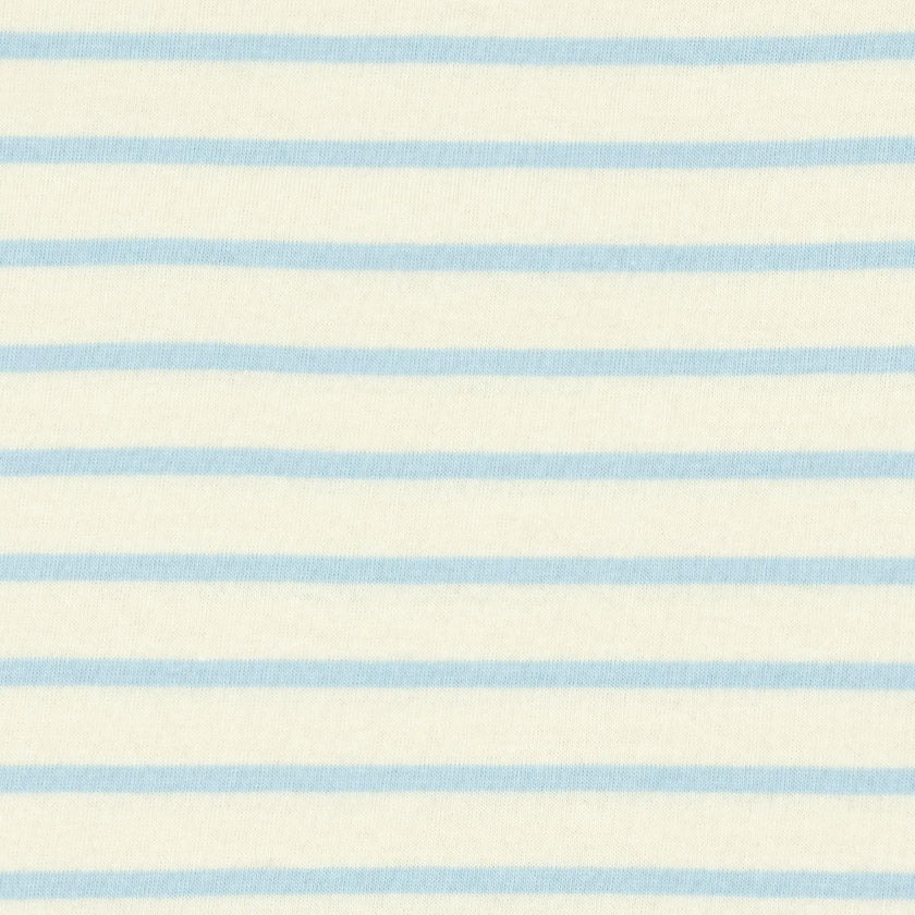 Unisex Cream And Powder Blue Stripe Boatneck Tee