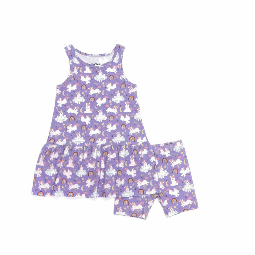 Sleeveless Drop Waist Dress With Matching Shorts