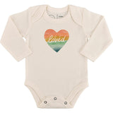 long sleeve graphic bodysuit | loved rainbow heart