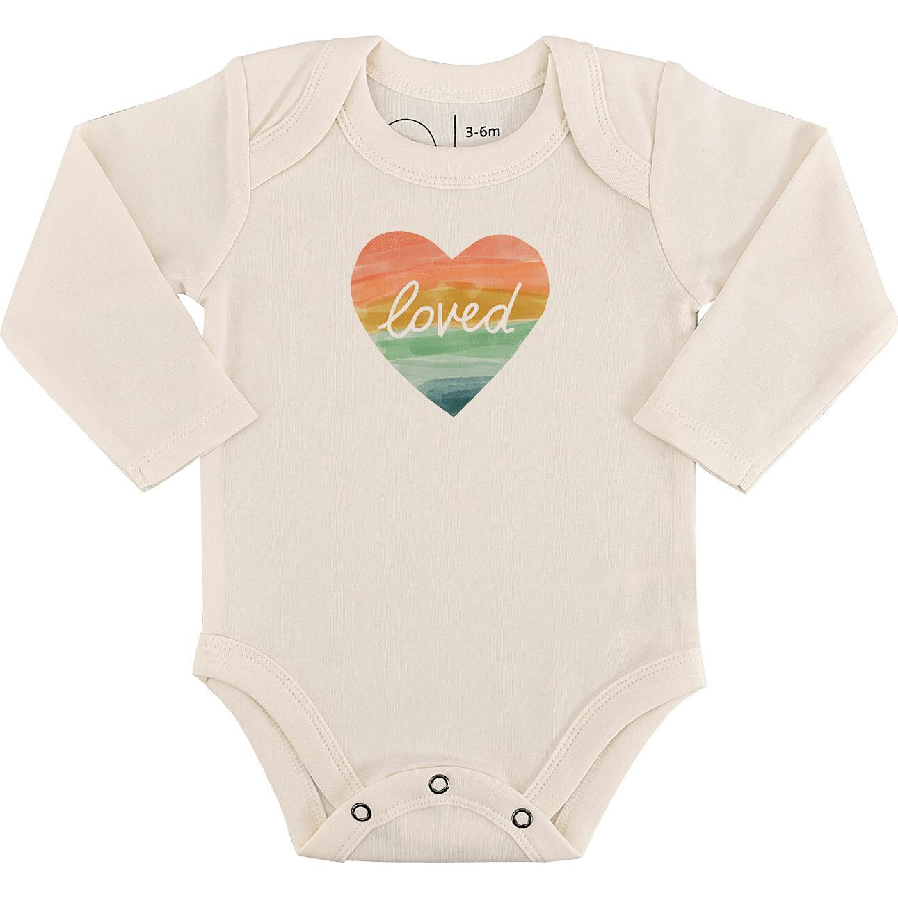 long sleeve graphic bodysuit | loved rainbow heart