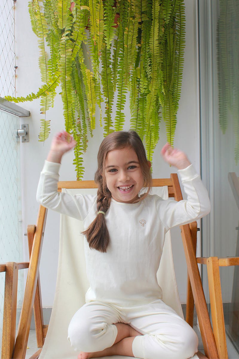 Cream Pajama Set in Organic Pima Cotton