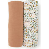 Stretch Knit Swaddle Blanket 2 Pack - Pressed Petals