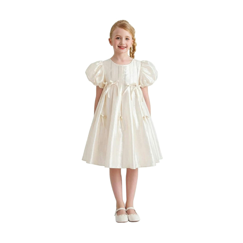 Beige Sena Petal Bow Dress