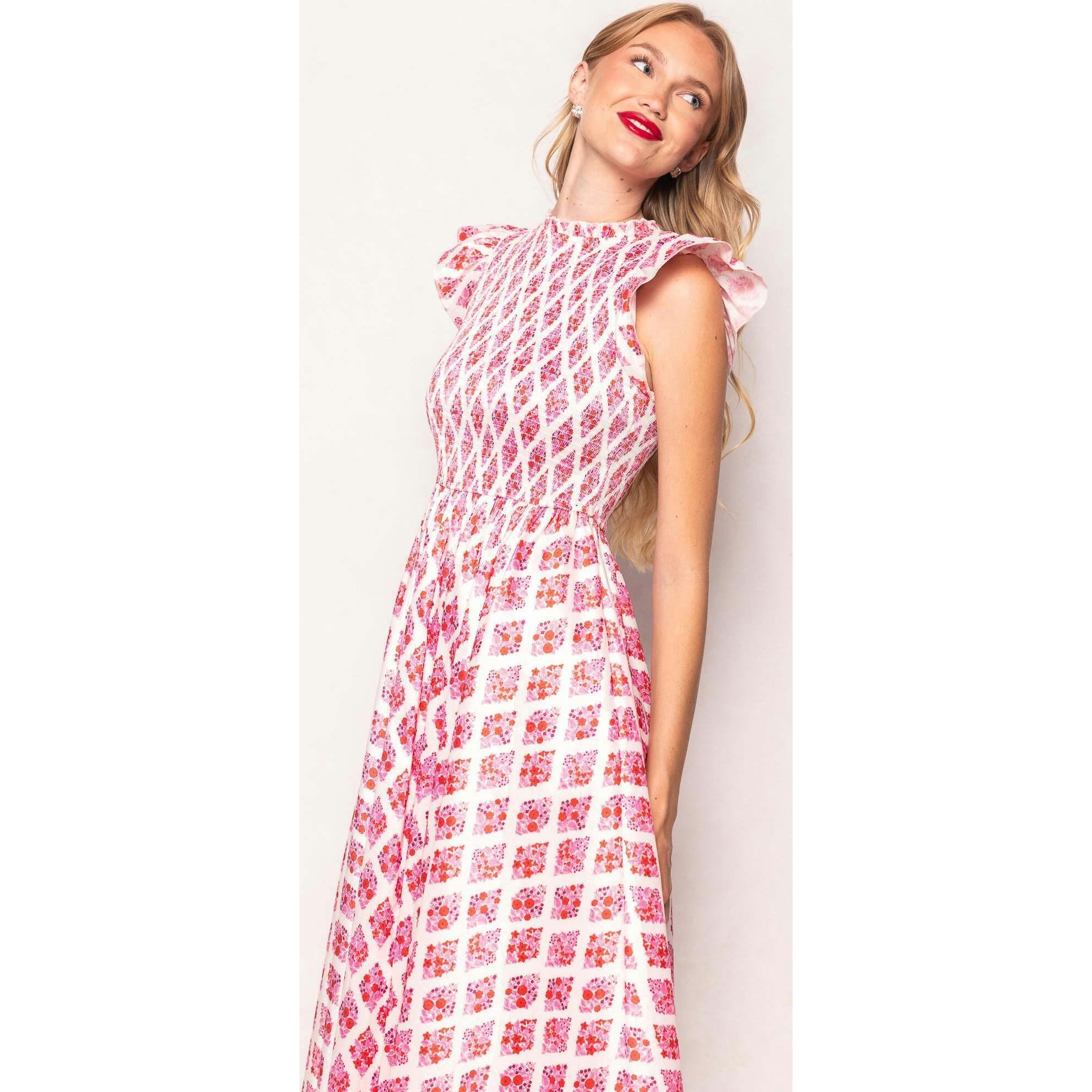 Kylie Dress in Rouge Lattice Floral