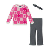 Infant (9-24M) Girls 3-Piece Sweater Set | Patchwork Hearts
