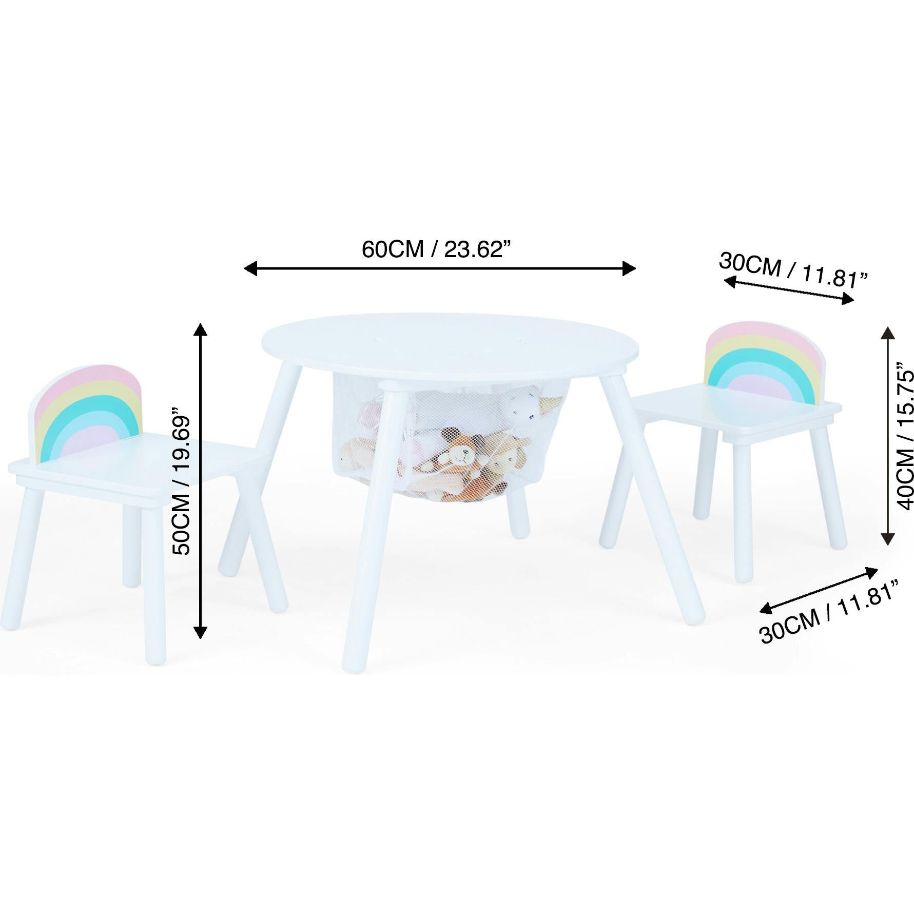 Fantasy Fields by Teamson Kids - Rainbow Fishnet Play Table & Chairs Kids Furniture