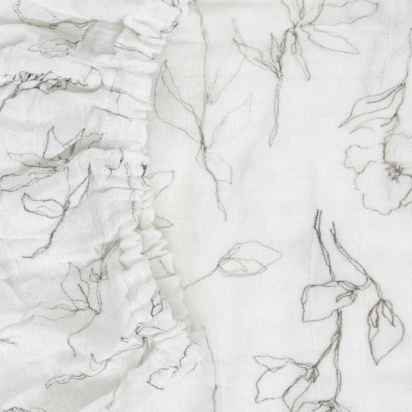 Organic Cotton Muslin Crib Sheet - Pencil Floral