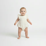 Organic Eyelet Flutter Romper- Ivory Eyelet