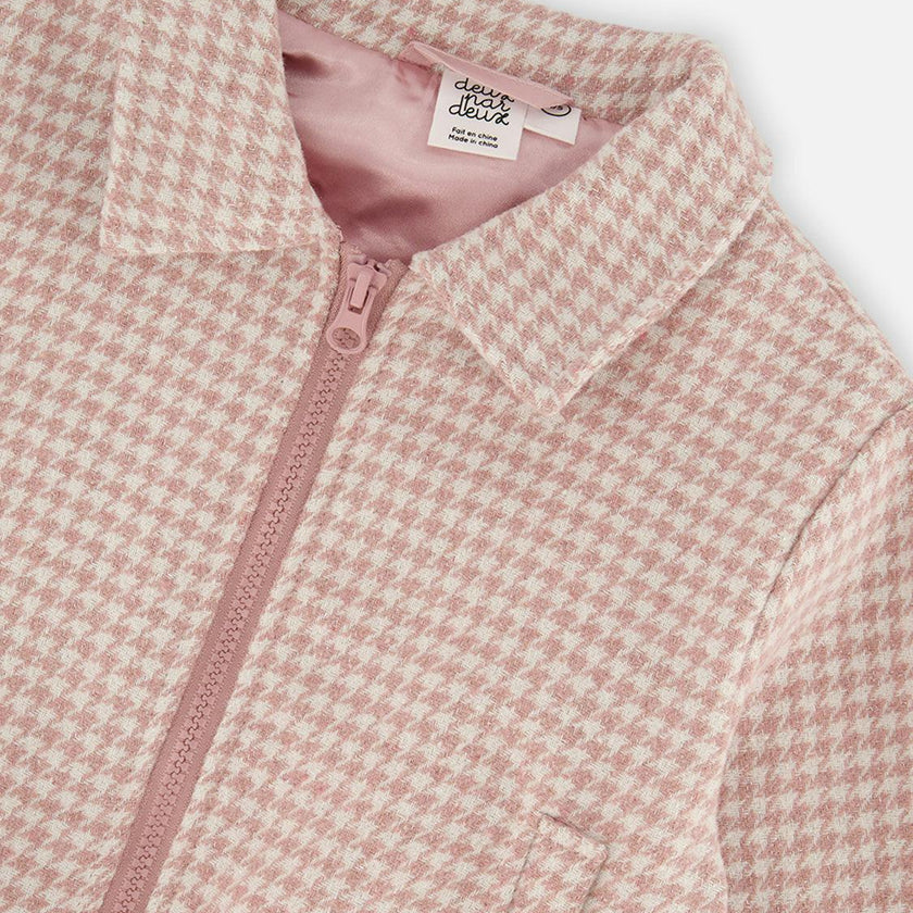 Bomber Jacket Pink Houndstooth