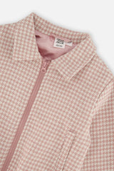 Bomber Jacket Pink Houndstooth