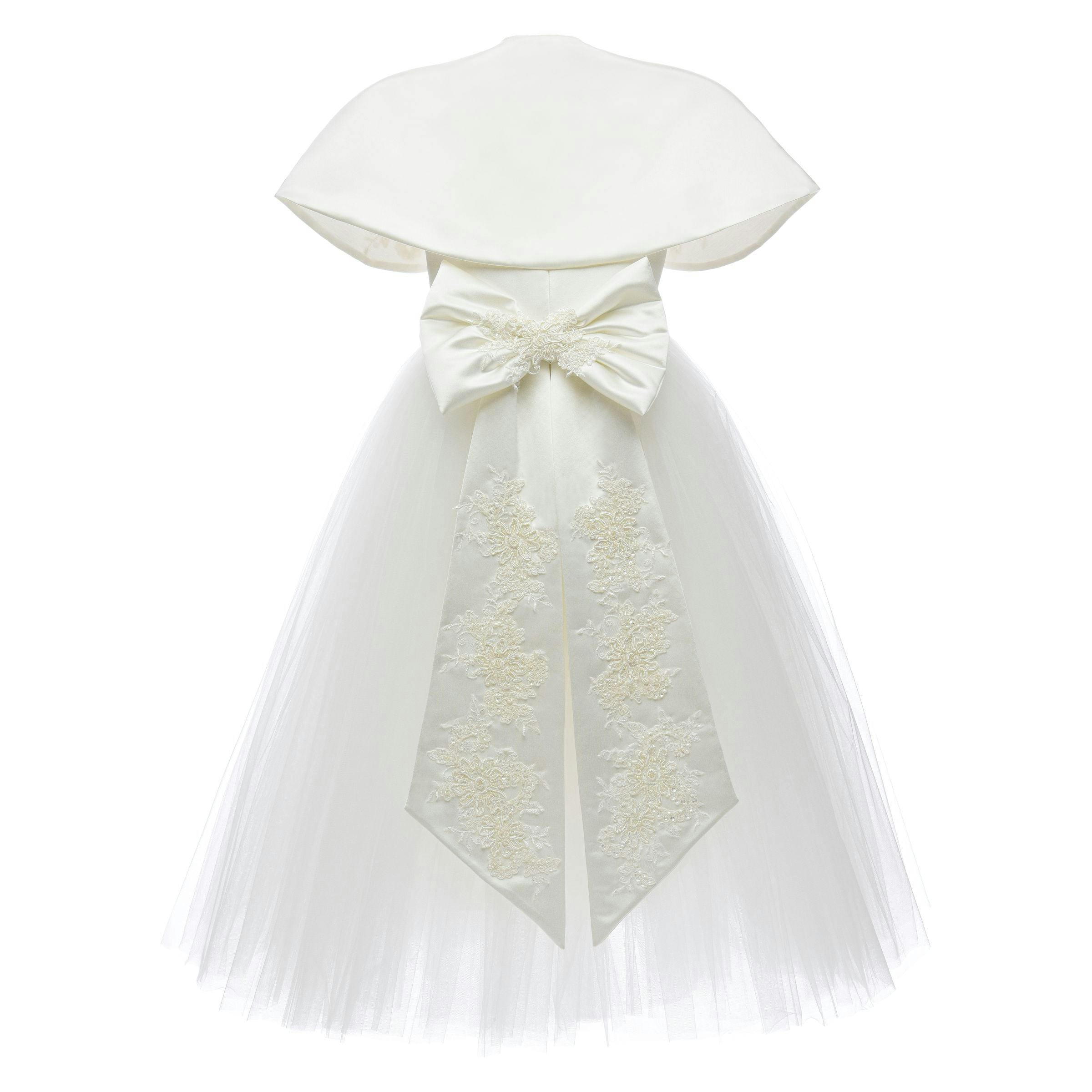 White Hermione Embroidered Cape Dress