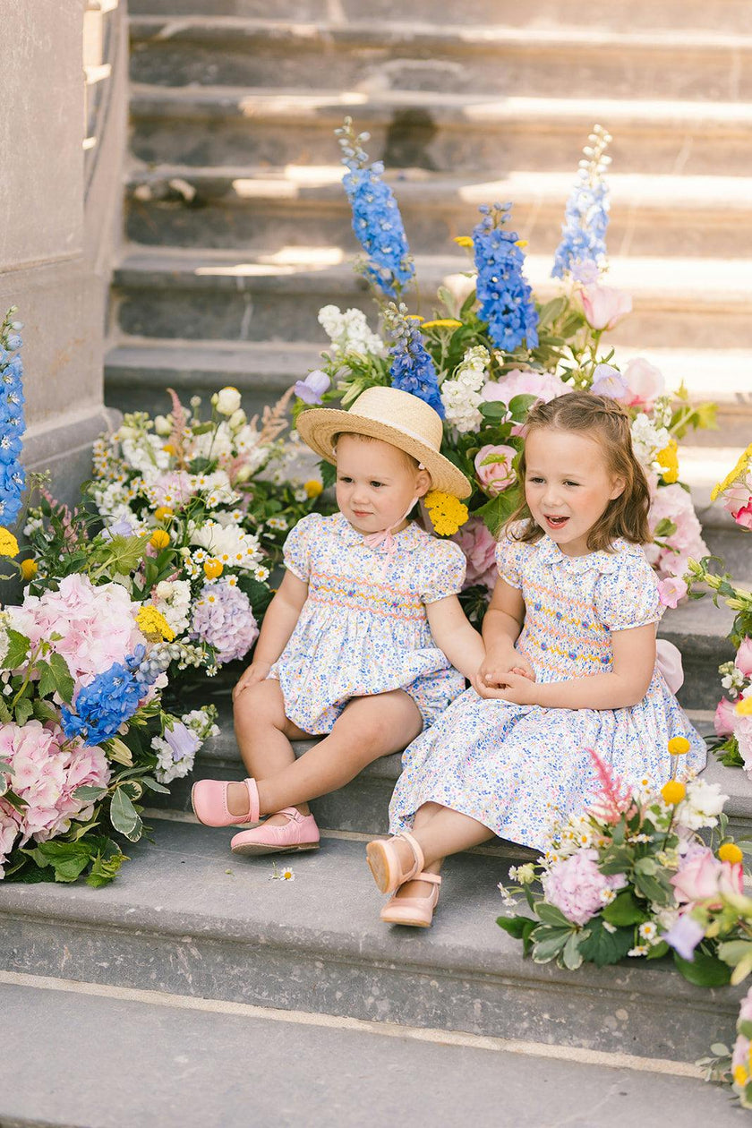 Ondine Blue Floral Short Sleeve Bubble Romper
