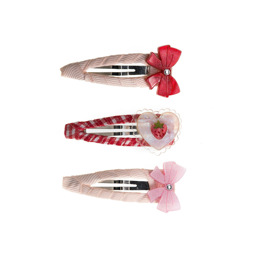 Bows Strawberry Shimmer Snap Clips -VAL
