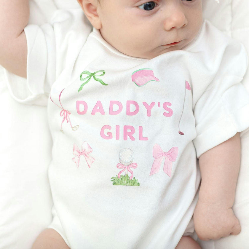 Daddy's Girl Golf Icon Short Sleeve Romper - White