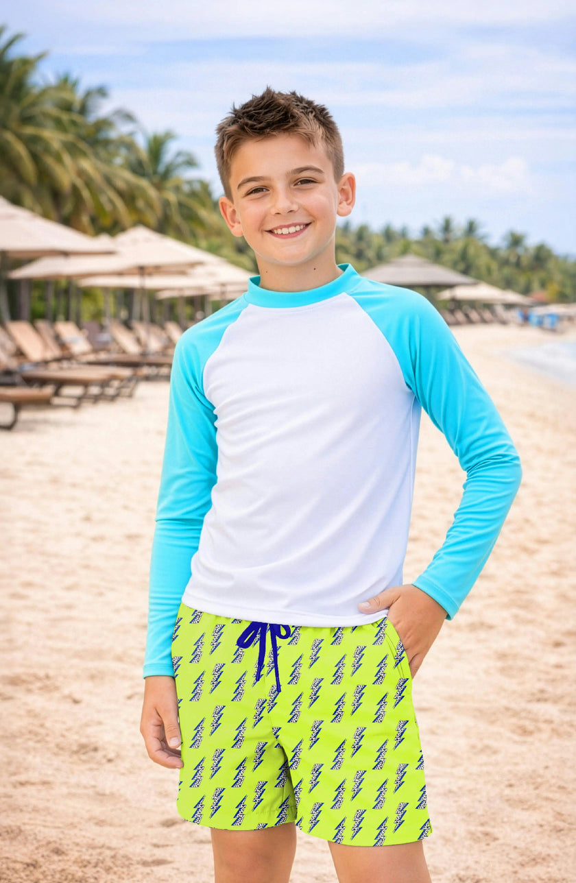 Hudson Boys Turquoise and White Rashguard