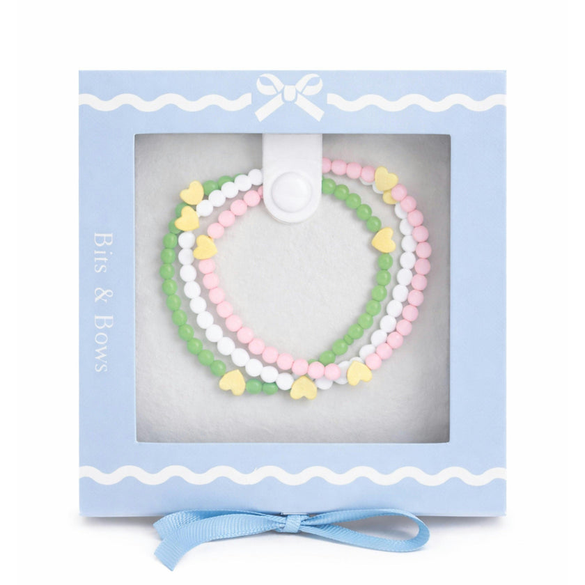 Pink/White/Green Hearts Bracelet Gift Set