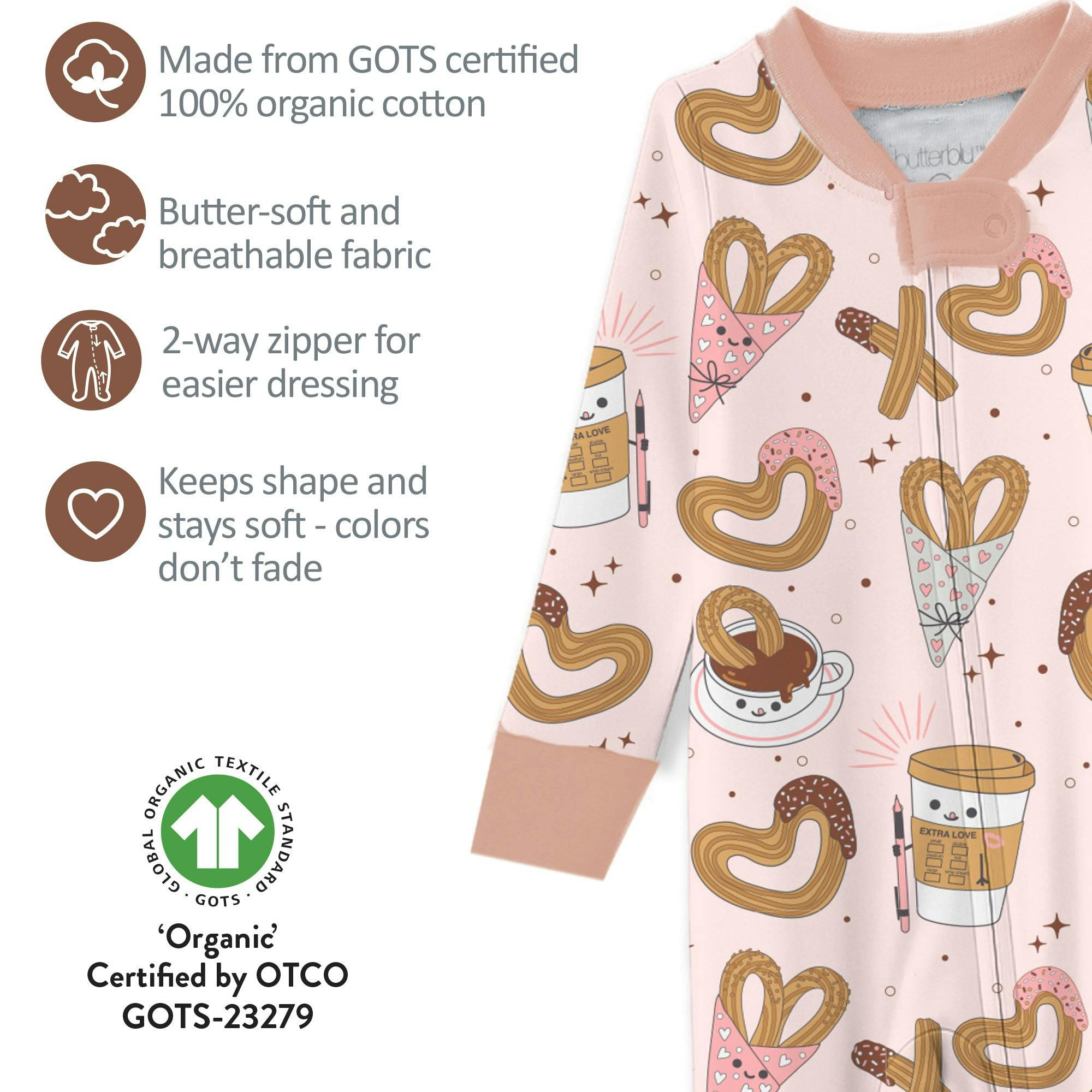 CRUZ Snug Fit Footed Baby Girls Pajamas