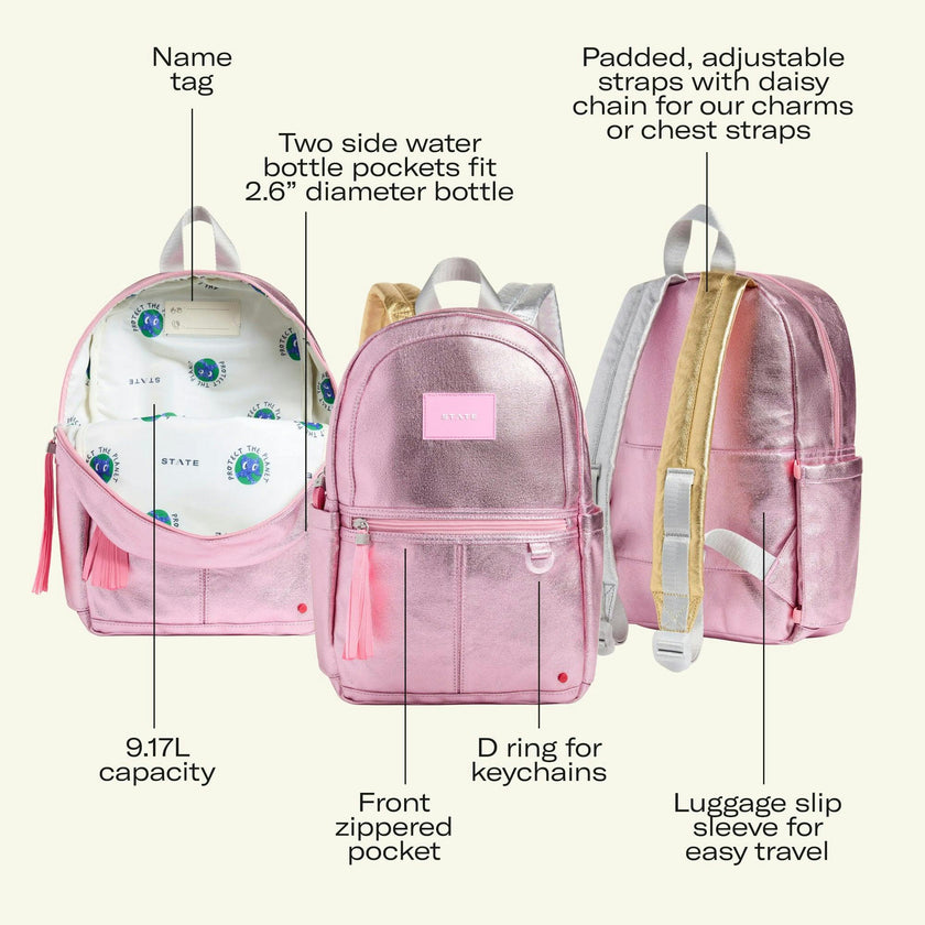 Kane Mini Backpack, Metallic Pink/Hot Pink Colorblock