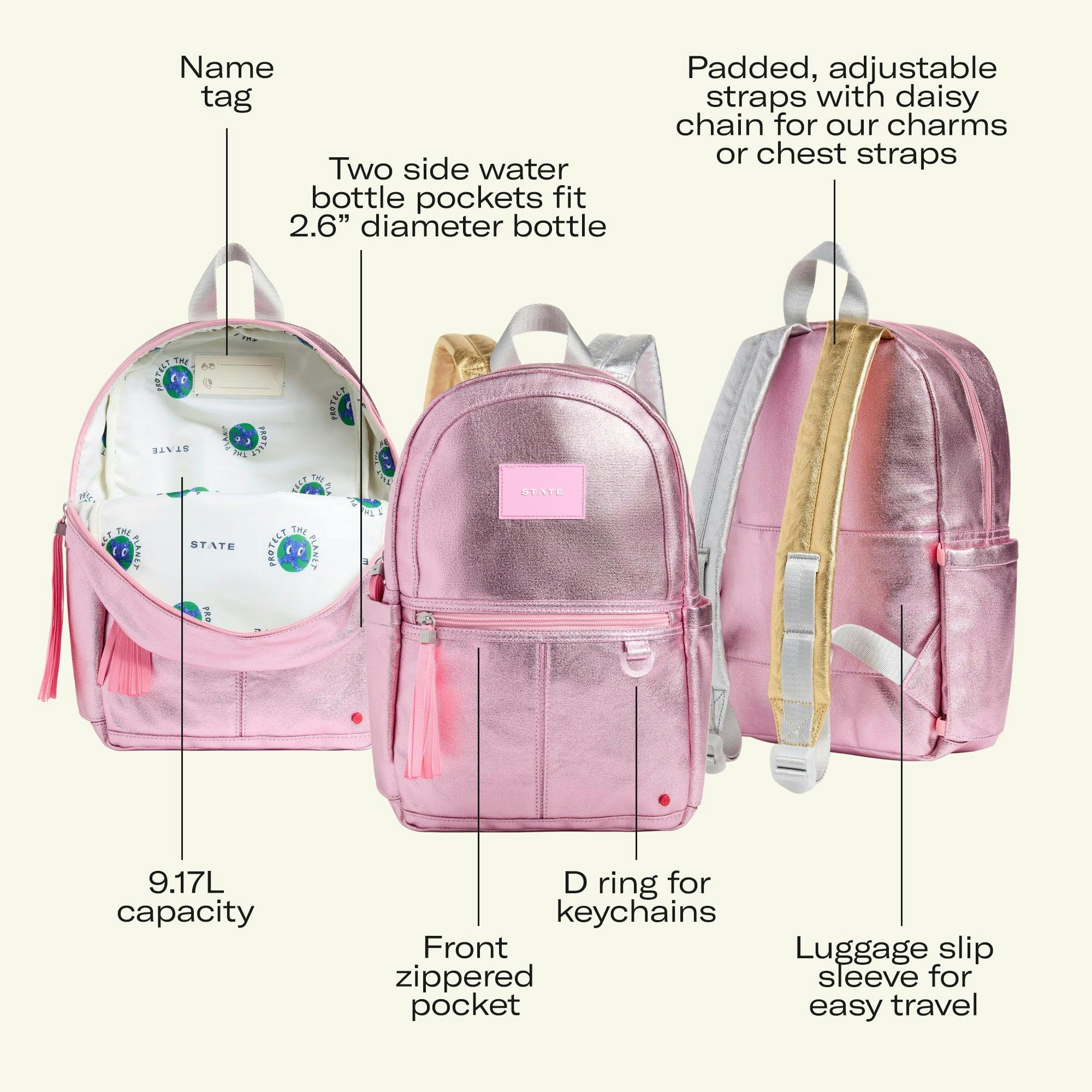 Kane Mini Backpack, Metallic Pink/Hot Pink Colorblock