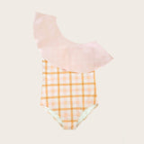 Sunkissed Plaid One Shoulder Ruffle