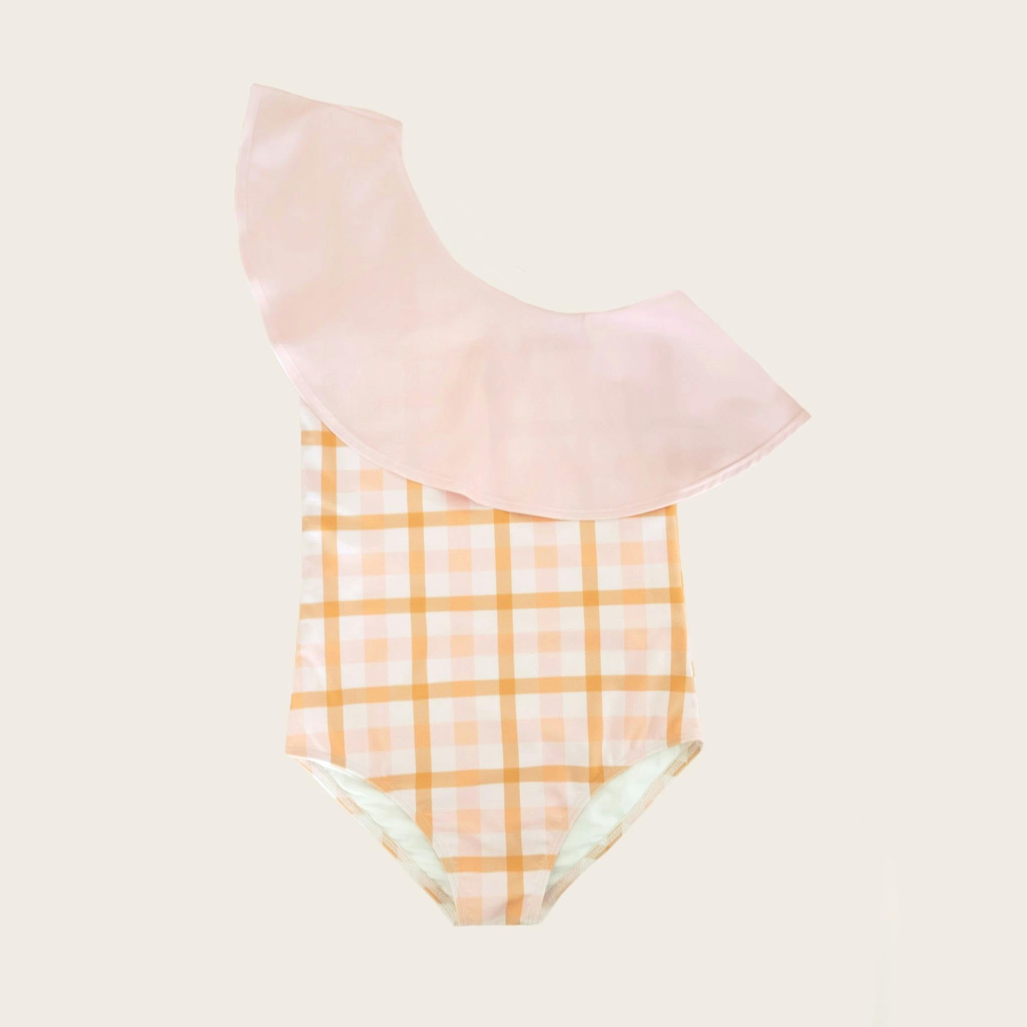 Sunkissed Plaid One Shoulder Ruffle