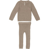 Tiny Tiles Knit Crew Neck Henley Sweater & Pant 2-Piece Set
