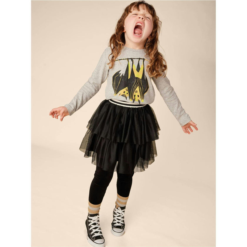 Tiered Elastic Waistband 2-Tiered Mini Tulle Skirt, Black