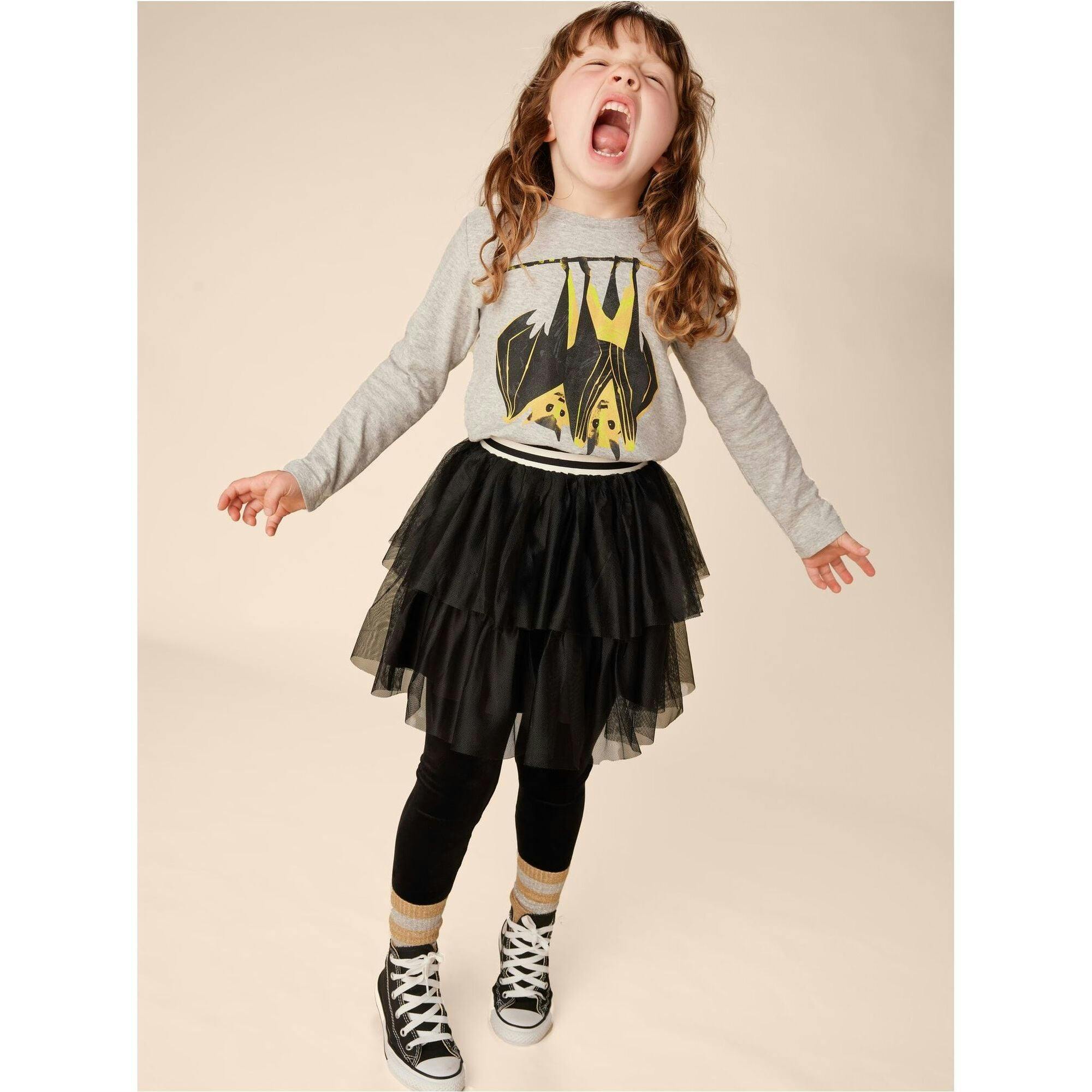 Tiered Elastic Waistband 2-Tiered Mini Tulle Skirt, Black