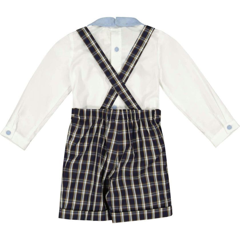 George Navy Tartan Boy Dungaree & Shirt