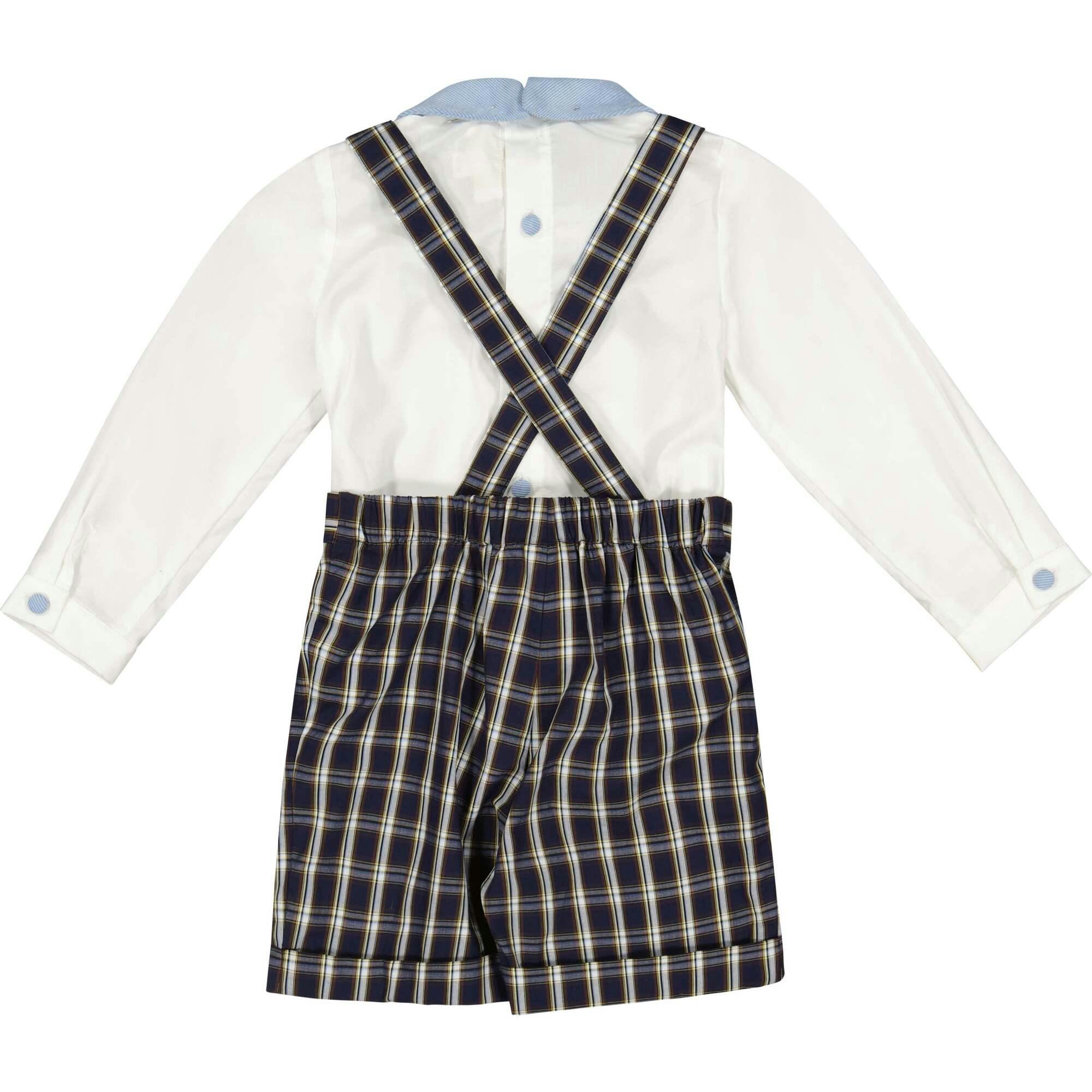George Navy Tartan Boy Dungaree & Shirt