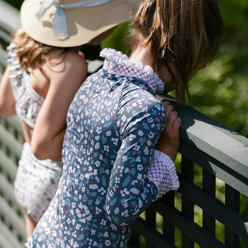 Austen Smocked Suit in Blue Darby