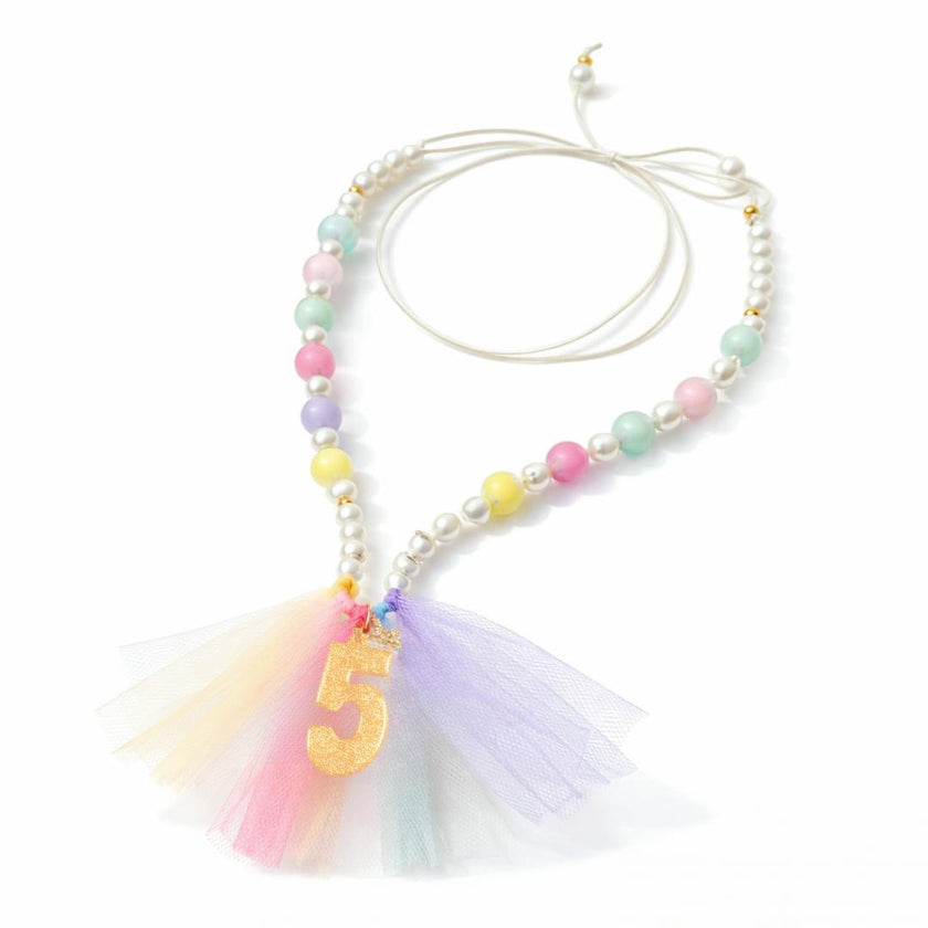 Number 5 Gold Glitter Necklace