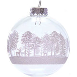 80MM Clear with White Tree Design Glass Ball Ornaments